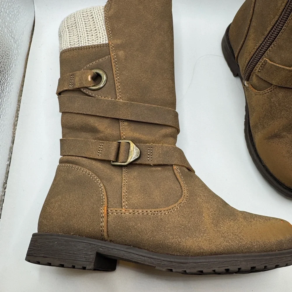 Rachel Shoes Lil Denver Toddler Girl 9 Riding Boots with Ankle Strap and Fabric